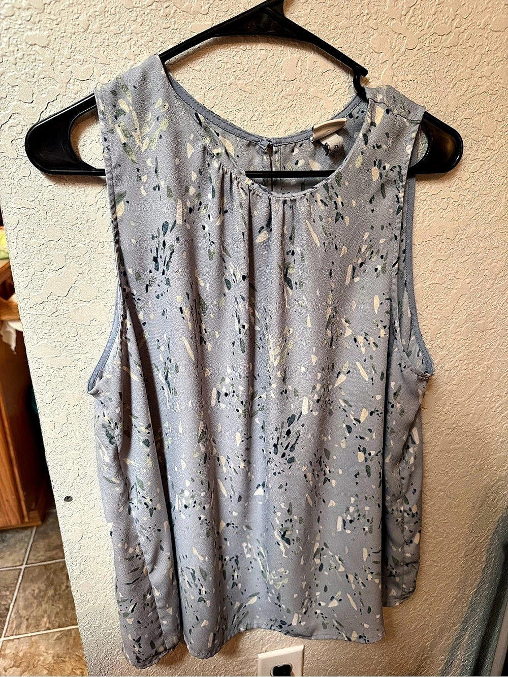 a new day Abstract Print Tank Top Blue & Green XL